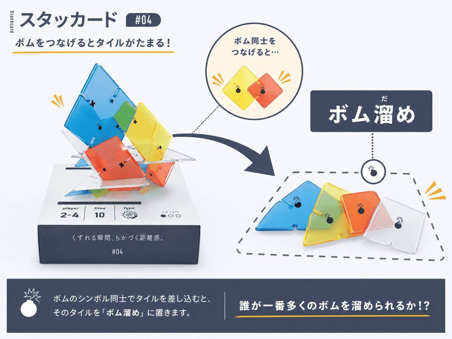 ボム溜めにタイルが溜まっていく様子